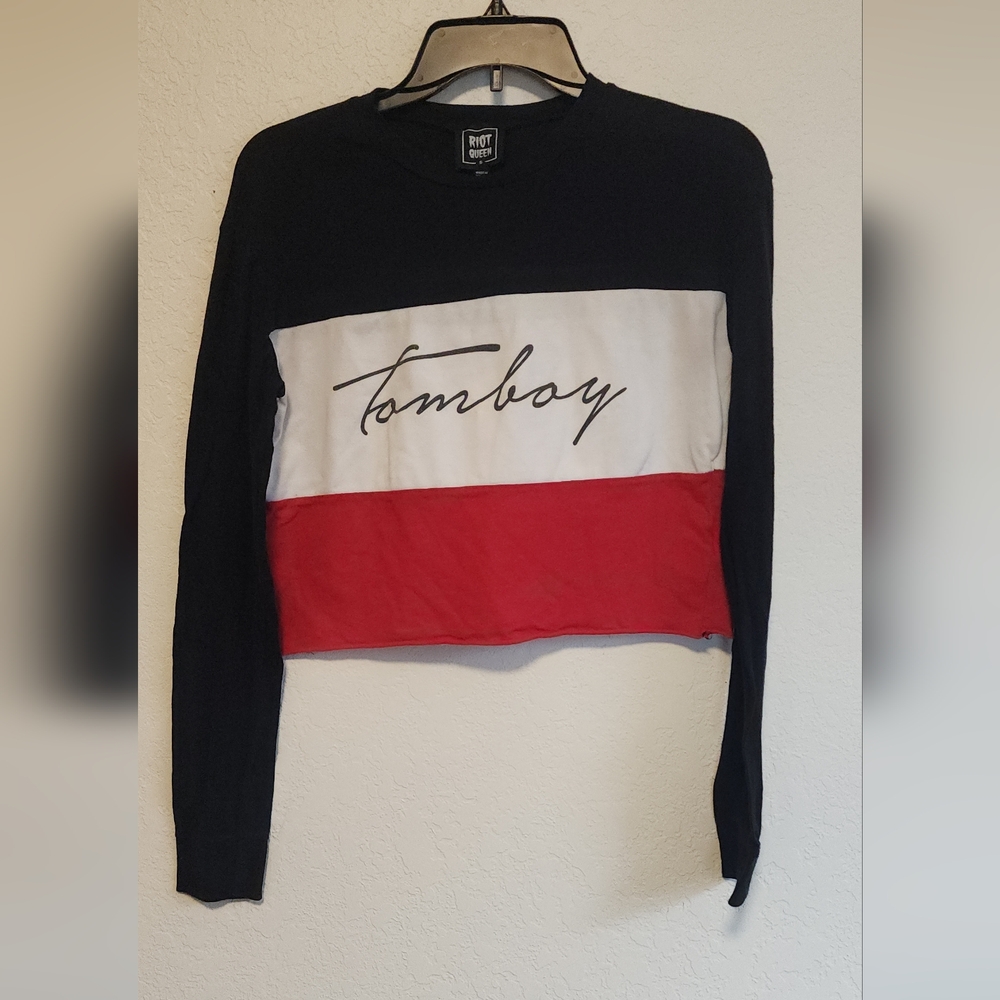 TomboyX Women's Long Sleeve Top - Black, White, Red